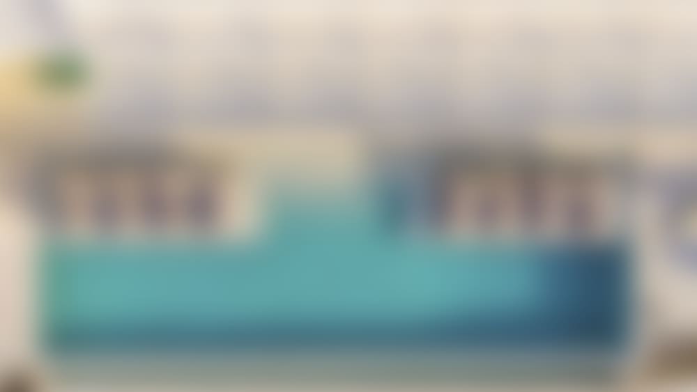 A bird's-eye view of the fabulous pool with its partially submerged lounging islands.